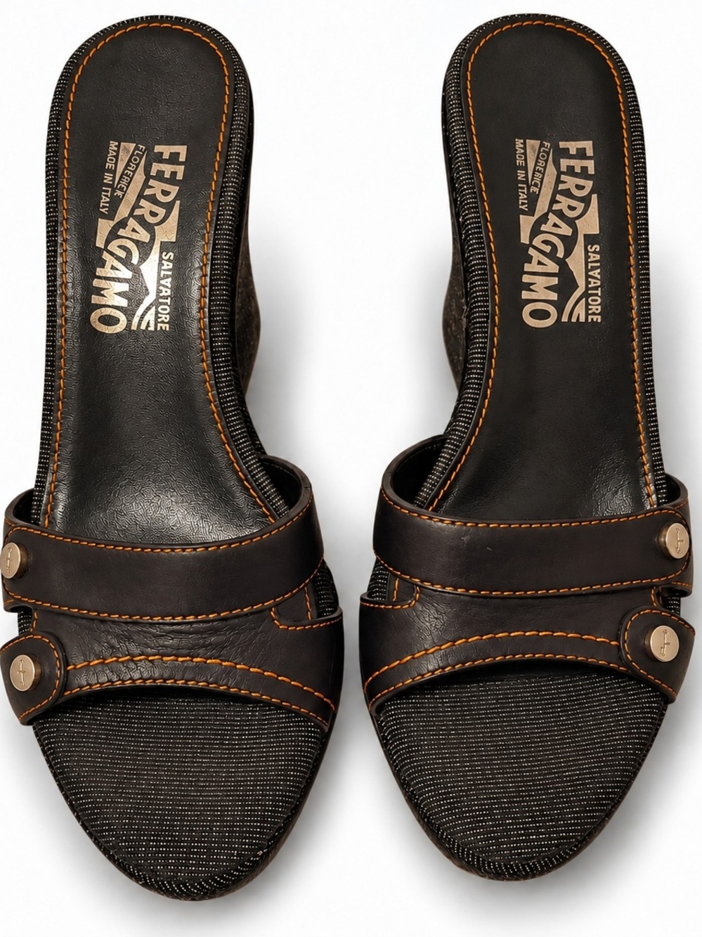 Salvatore Ferragamo Denim Wedge Sandals - Women's Size, 6.